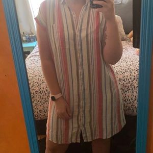 Button Down Striped Dress